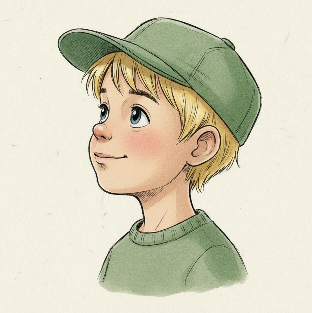 Charakter-Illustration Jonas – aus dem kommenden Buch „Jonas' erste Jagd